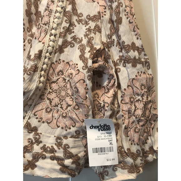 NWT Charlotte Russe XL Wrap Top Coverup Beach Swim Crop Top Boho - Picture 11 of 14